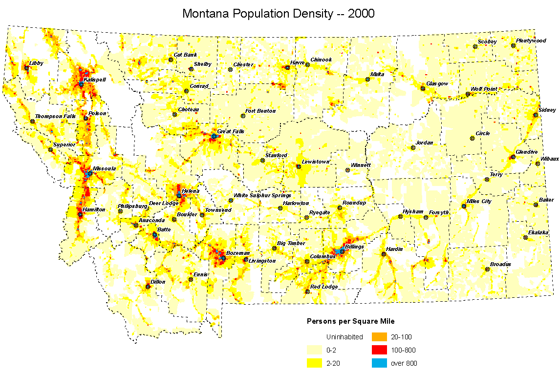 Montana population change, 19302000, by county Between … Flickr